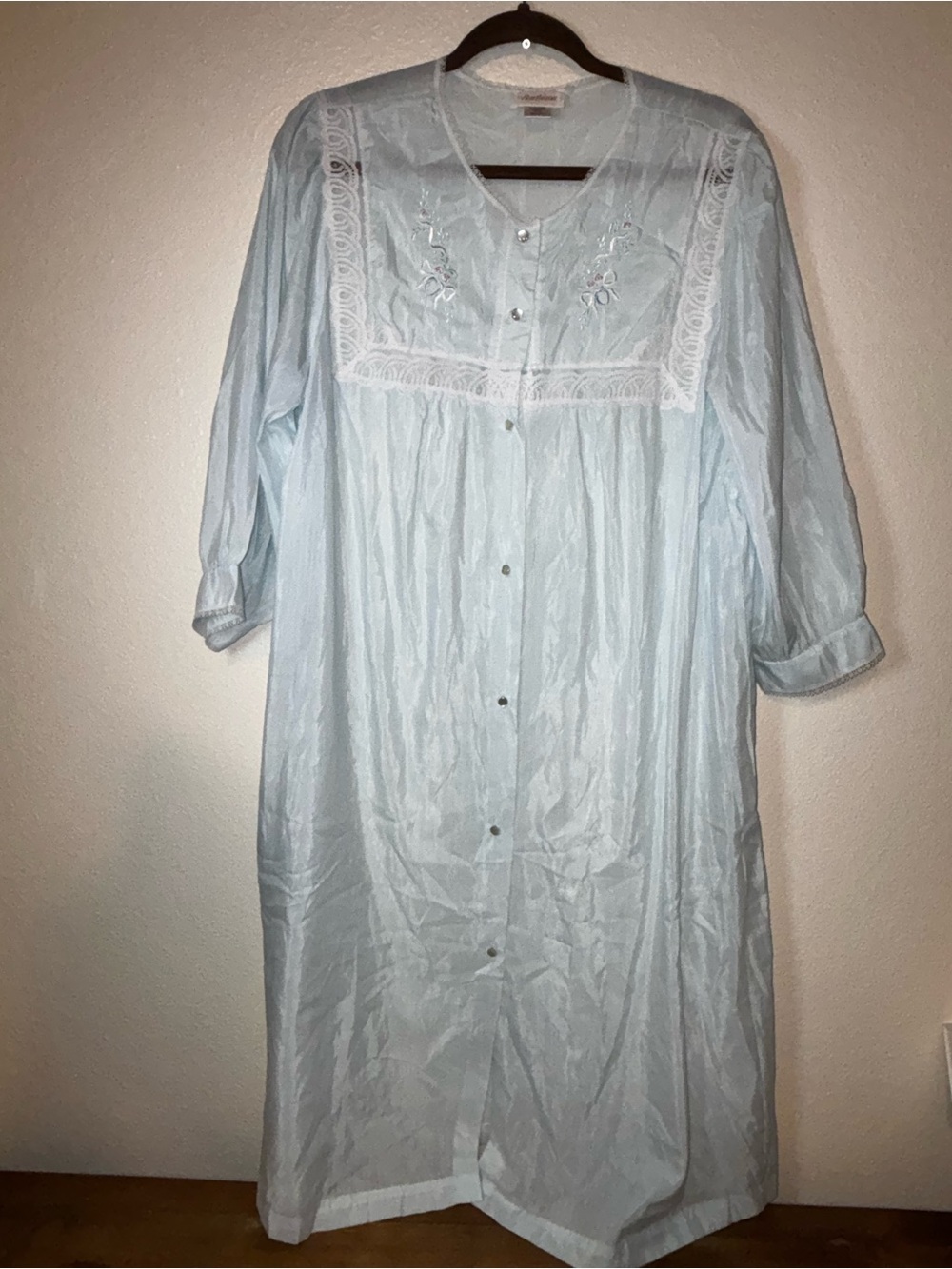 Vintage Barbizon Nightgown Blue Embroidered Cottagecore‎ Prairie Midi size SP - Picture 2 of 11